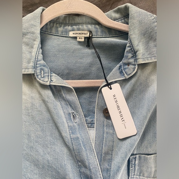 NWT Weworewhat Boyfriend Button-Down Denim Shirt Size: M/L - Picture 12 of 12